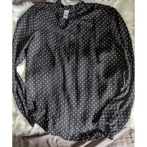 Bongo black and white polkadot button down blouse